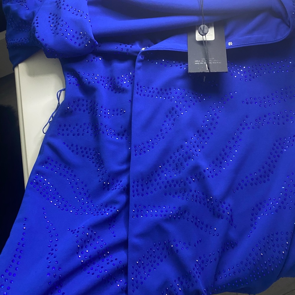 Blue Dress with Rhinestone Accents
